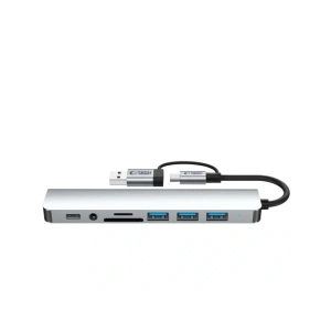 Kup Tech-Protect HB06 HUB Adapter 9in1 USB-C + USB-A 2.0 + USB-A 3.0 + SD/TF + Jack 3.5mm Weltraum Grau - THP3868 - {ean13} - Sklep Home Screen