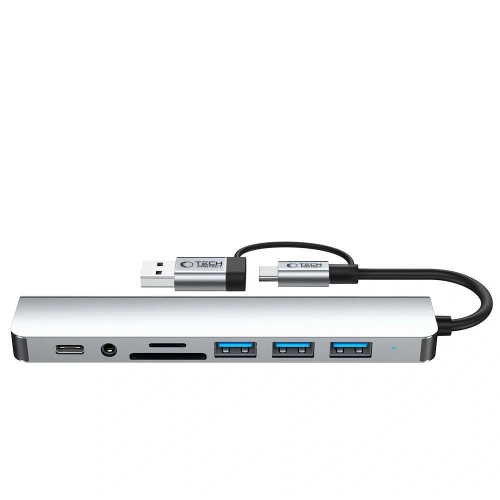 Kup Adaptér Tech-Protect HB06 HUB 9in1 USB-C + USB-A 2.0 + USB-A 3.0 + SD/TF + Jack 3.5mm Space Grey - THP3868 - {ean13} - Sklep Home Screen
