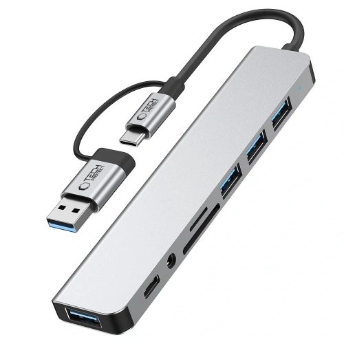 Kup Adaptér Tech-Protect HB06 HUB 9in1 USB-C + USB-A 2.0 + USB-A 3.0 + SD/TF + Jack 3.5mm Space Grey - THP3868 - {ean13} - Sklep Home Screen