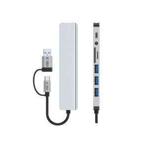 Kup Tech-Protect HB06 HUB Adapter 9in1 USB-C + USB-A 2.0 + USB-A 3.0 + SD/TF + Jack 3.5mm Űr Szürke - THP3868 - {ean13} - Sklep Home Screen