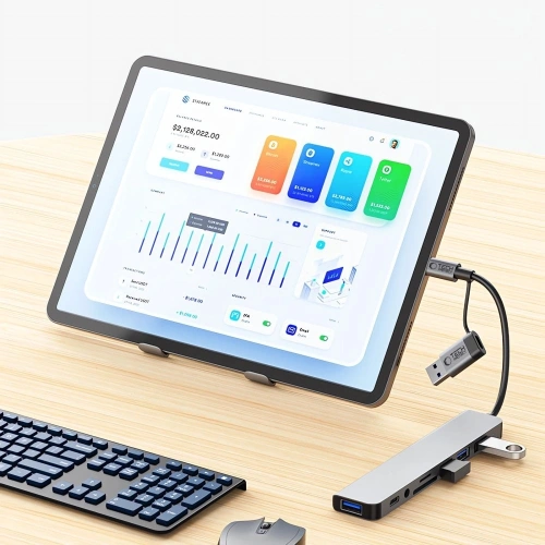 Kup Adaptér Tech-Protect HB06 HUB 9in1 USB-C + USB-A 2.0 + USB-A 3.0 + SD/TF + Jack 3.5mm Space Grey - THP3868 - {ean13} - Sklep Home Screen