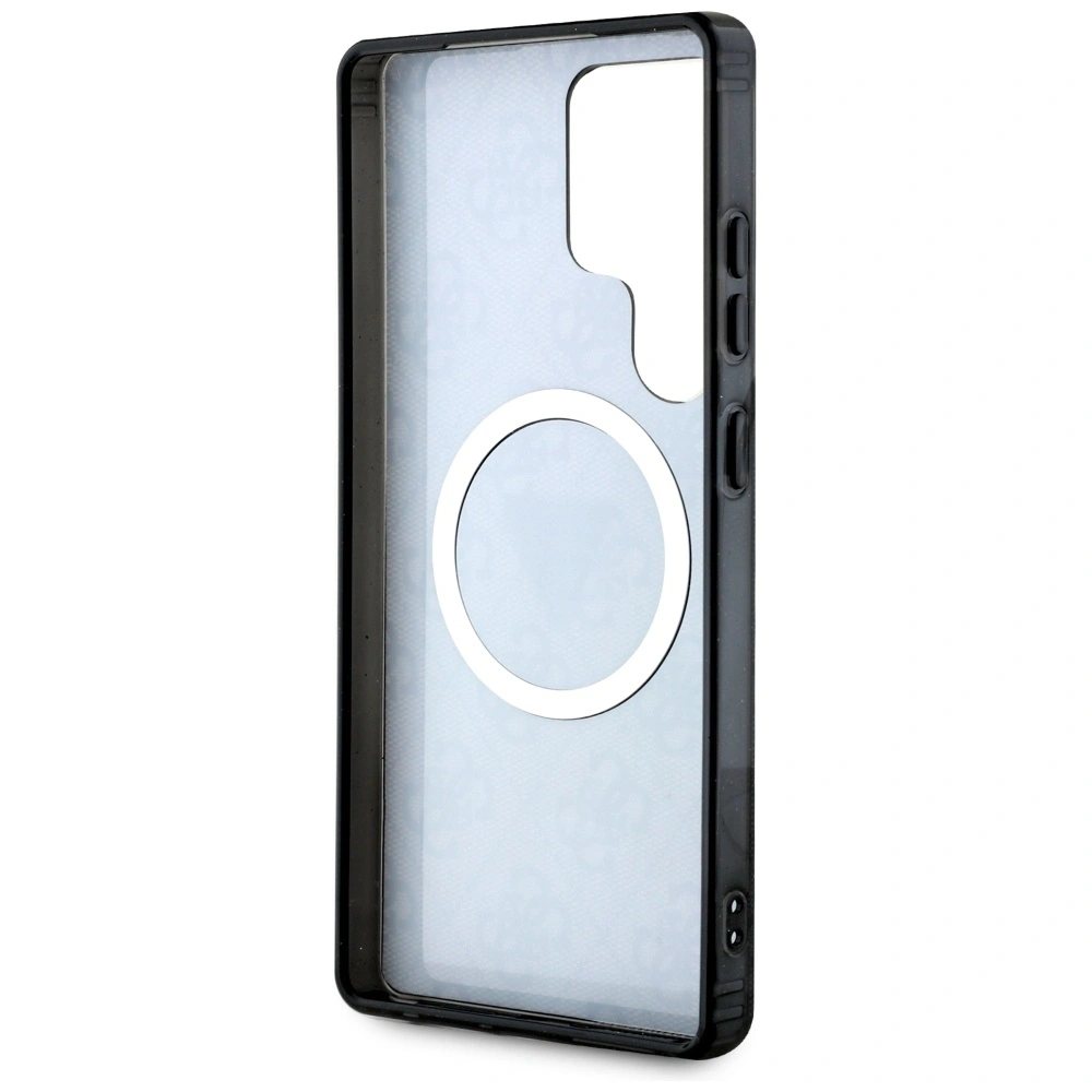 Etui Guess 4G Glitter Triangle Buttons MagSafe do Samsung Galaxy S25 Ultra czarny