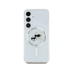 Kup Etui Karl Lagerfeld Button Karl & Choupette Heads Printed Logo MagSafe do Samsung Galaxy S25+ Plus bílý - KLD21881 - {ean13} - Sklep Home Screen
