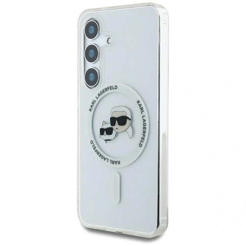 Kup Etui Karl Lagerfeld Button Karl & Choupette Heads Printed Logo MagSafe do Samsung Galaxy S25 biały - KLD21882 - {ean13} - Sklep Home Screen