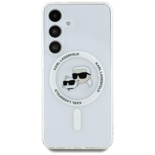 Kup Etui Karl Lagerfeld Button Karl & Choupette Heads Printed Logo MagSafe do Samsung Galaxy S25 biały - KLD21882 - {ean13} - Sklep Home Screen