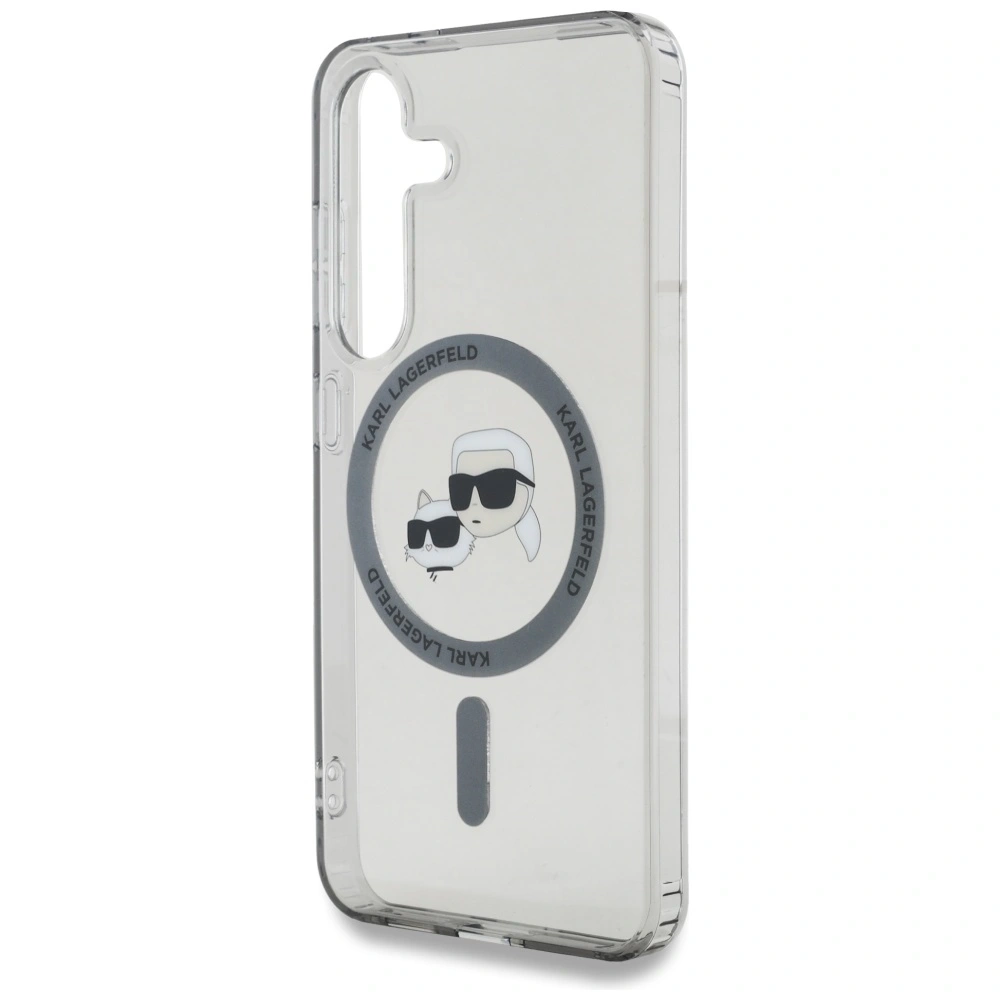 Etui Karl Lagerfeld Button Karl & Choupette Heads Printed Logo MagSafe do Samsung Galaxy S25+ Plus czarny