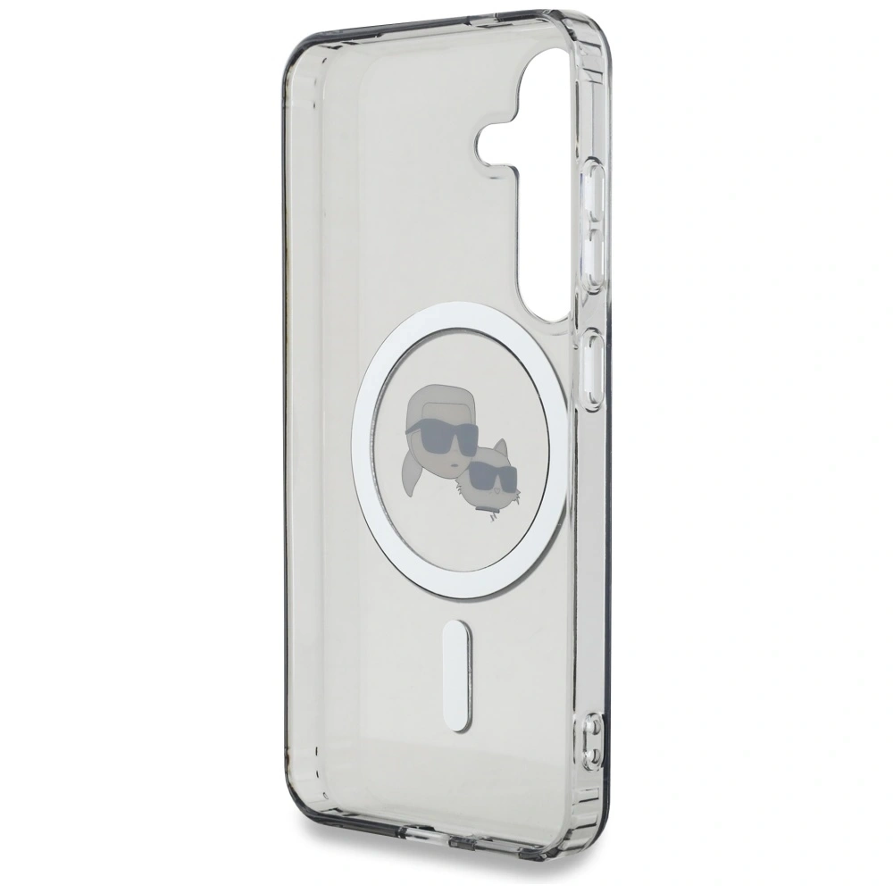 Etui Karl Lagerfeld Button Karl & Choupette Heads Printed Logo MagSafe do Samsung Galaxy S25+ Plus czarny