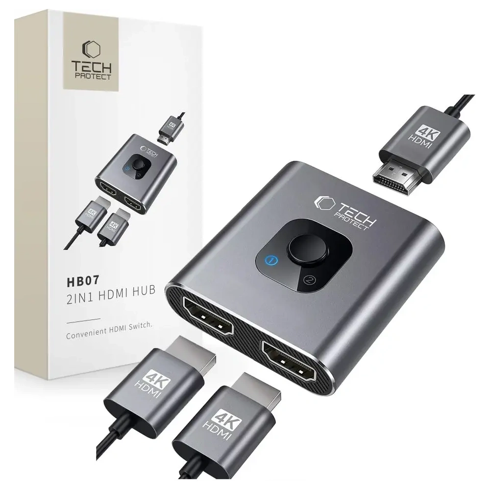 Adapter Tech-Protect HB07 HUB 2in1 HDMI 4K 60Hz Space Grey
