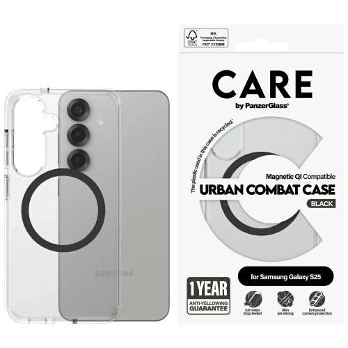 Kup CARE von PanzerGlass Flagship Urban Combat Schwarz QI Samsung Galaxy S25 klar - PZG759 - {ean13} - Sklep Home Screen