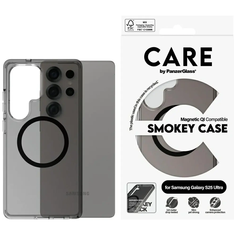 Etui CARE by PanzerGlass Flagship Urban Combat Black QI do Samsung Galaxy S25 Ultra dymny