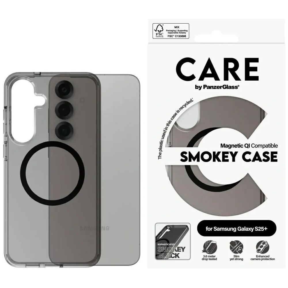 Etui CARE by PanzerGlass Flagship Urban Combat Black QI do Samsung Galaxy S25+ Plus dymny