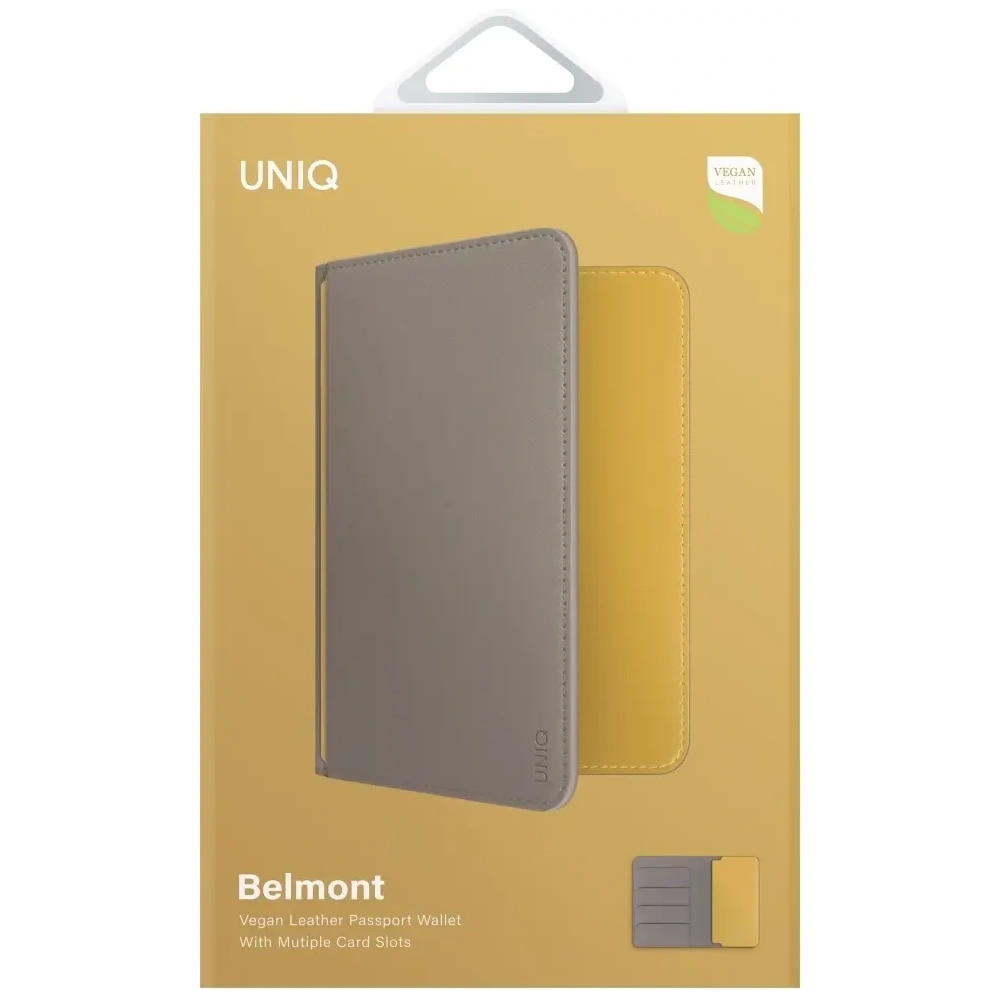 Etui na paszport UNIQ Belmont blokada RFID szaro-żółty