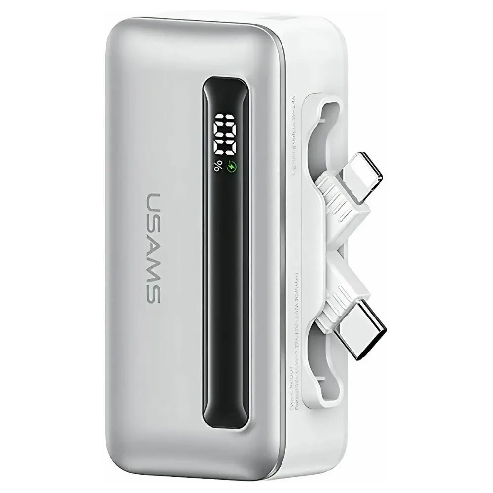 Powerbank USAMS US-CD233 4500mAh USB-C, Lightning 20W PD Fast Charge srebrny/silver