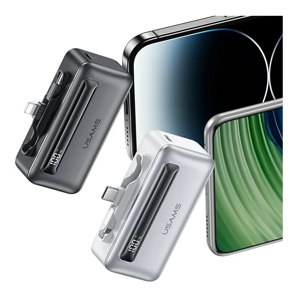 Powerbank USAMS US-CD233 4500mAh USB-C, Lightning 20W PD Fast Charge szary/tarnish