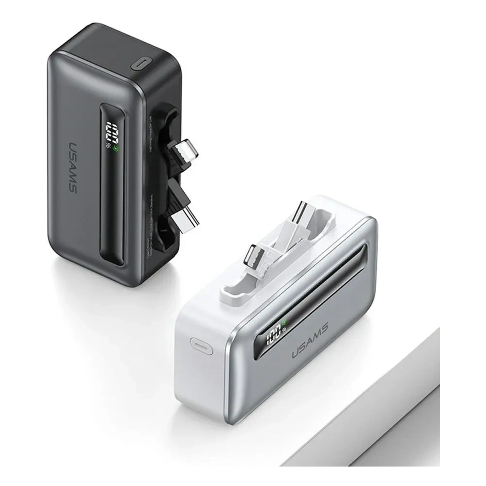 Powerbank USAMS US-CD233 4500mAh USB-C, Lightning 20W PD Fast Charge szary/tarnish