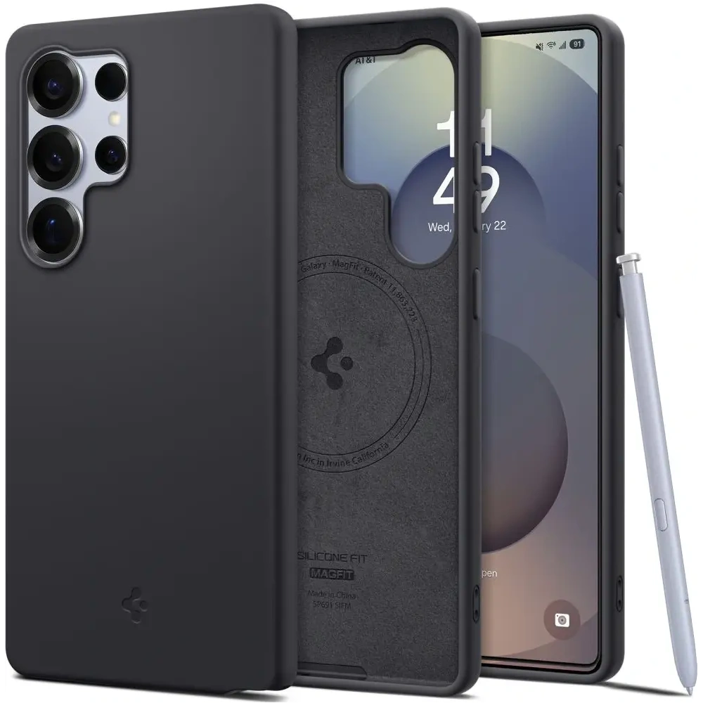 Etui Spigen Silicone Fit Mag MagSafe Samsung Galaxy S25 Ultra Black