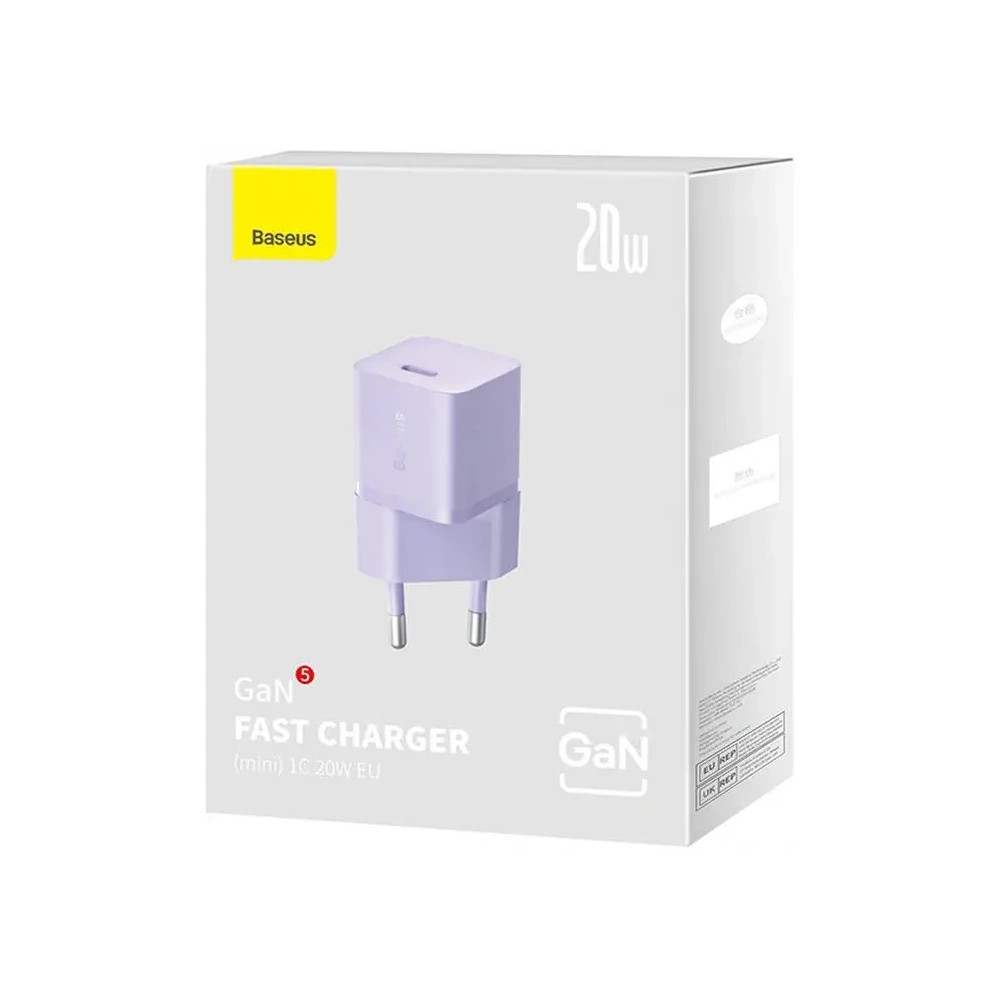 Mini ładowarka sieciowa Baseus GaN5 20W USB-C (fioletowa)