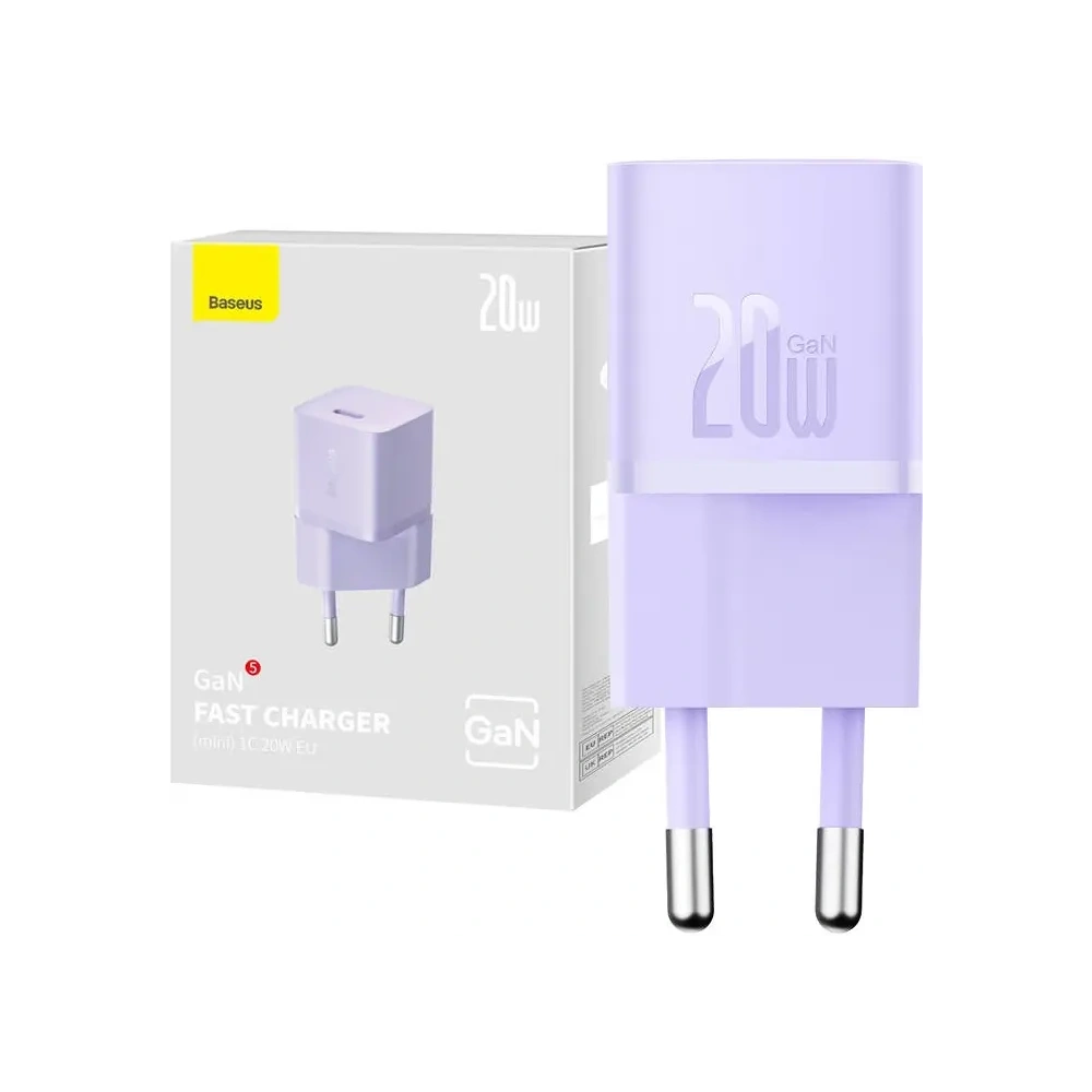 Mini ładowarka sieciowa Baseus GaN5 20W USB-C (fioletowa)