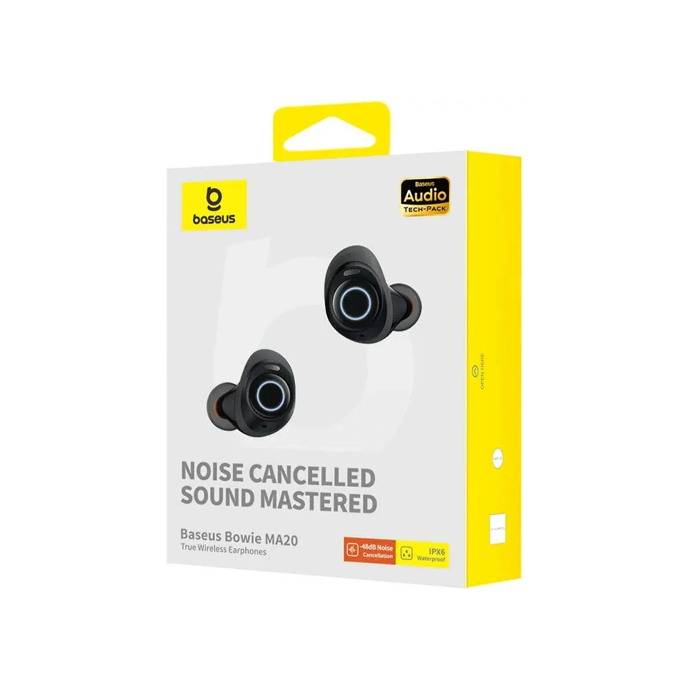 Bezprzewodowe słuchawki dokanałowe TWS Baseus Bowie MA20 ANC Bluetooth 5.3 IPX6 (czarne)