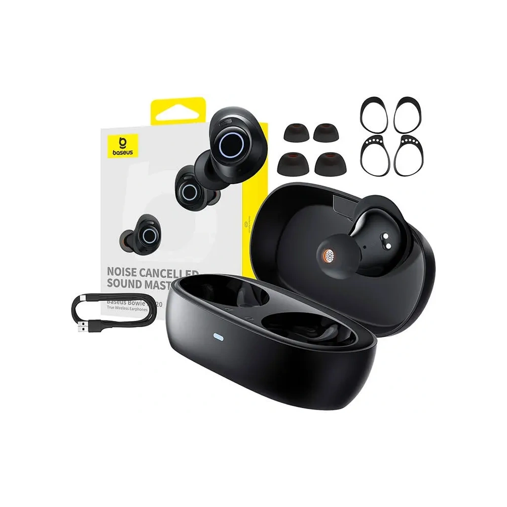Bezprzewodowe słuchawki dokanałowe TWS Baseus Bowie MA20 ANC Bluetooth 5.3 IPX6 (czarne)