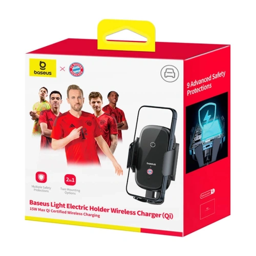Buy Baseus car mount for cockpit / windshield / grille with 15W charger Bayern Munich Edition (black) - BSU8926 - {ean13} - Home Screen Store Europe