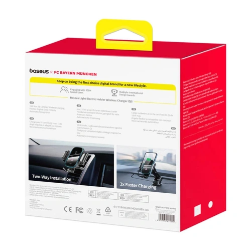 Kup Baseus suport auto pentru cockpit / parbriz / grilă cu încărcător de 15W Bayern Munich Edition (negru) - BSU8926 - {ean13} - Sklep Home Screen