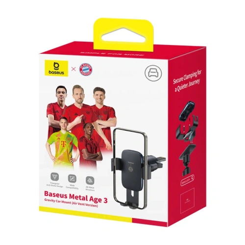 Buy Baseus Metal Age 3 Edition Bayern Munich grille car mount (black) - BSU8928 - {ean13} - Home Screen Store Europe