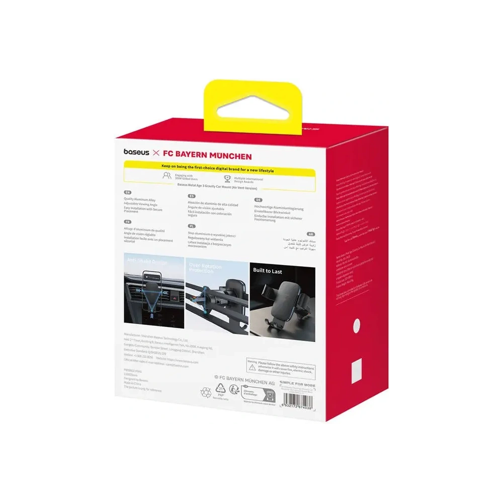 Uchwyt samochodowy do kratki Baseus Metal Age 3 Edycja Bayern Monachium (czarny)