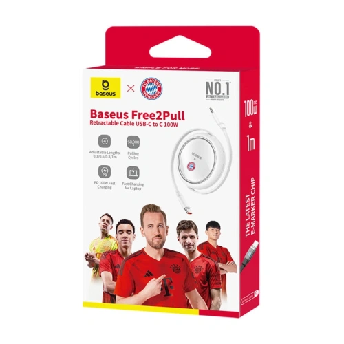 Kup Kabel do ładowania Baseus USB-C / USB-C 100W Edycja Bayern Monachium (biały) - BSU8931 - {ean13} - Sklep Home Screen