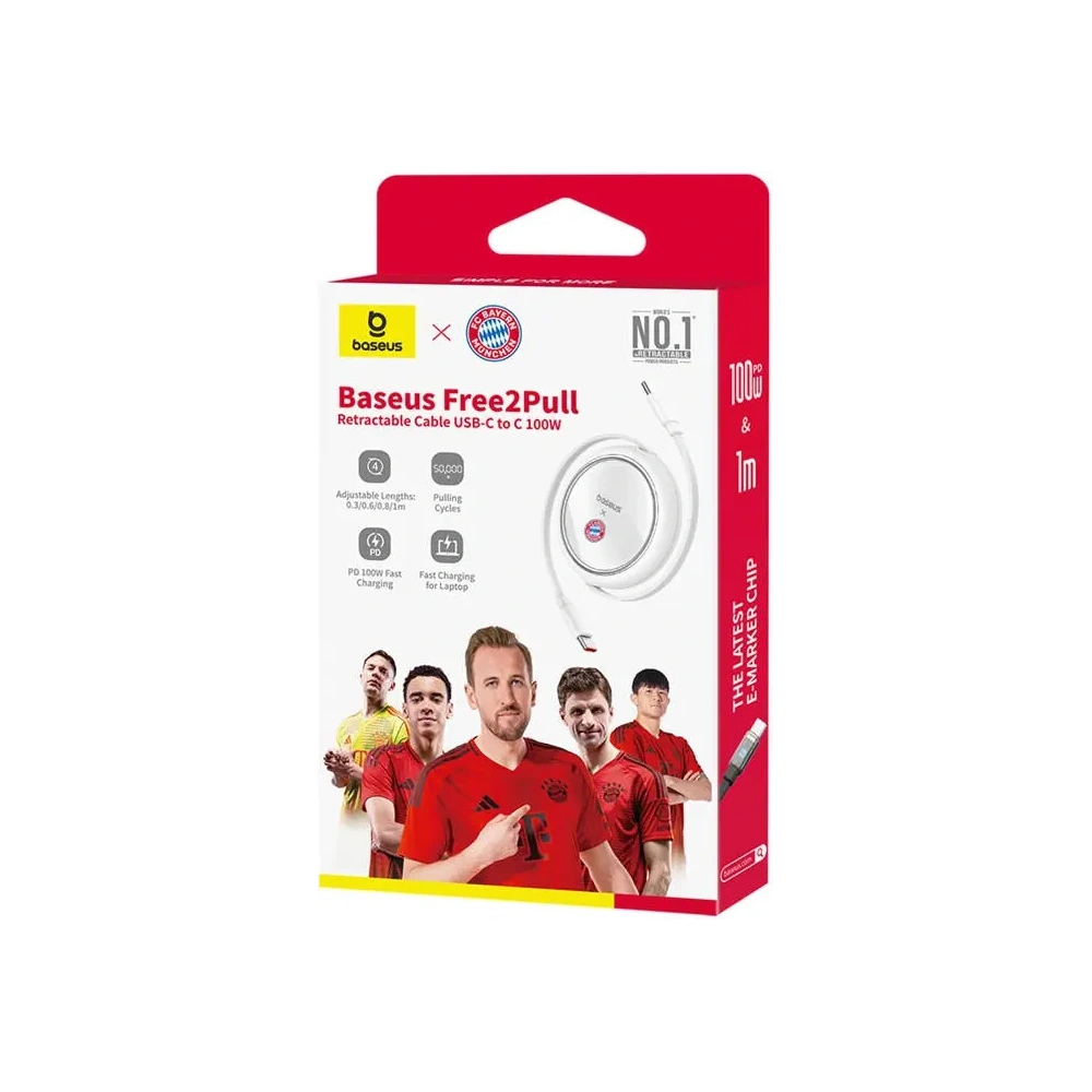 Kabel do ładowania Baseus USB-C / USB-C 100W Edycja Bayern Monachium (biały)