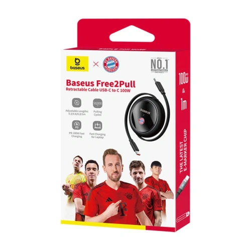 Kup Kabel do ładowania Baseus USB-C / USB-C 100W Edycja Bayern Monachium (czarny) - BSU8932 - {ean13} - Sklep Home Screen