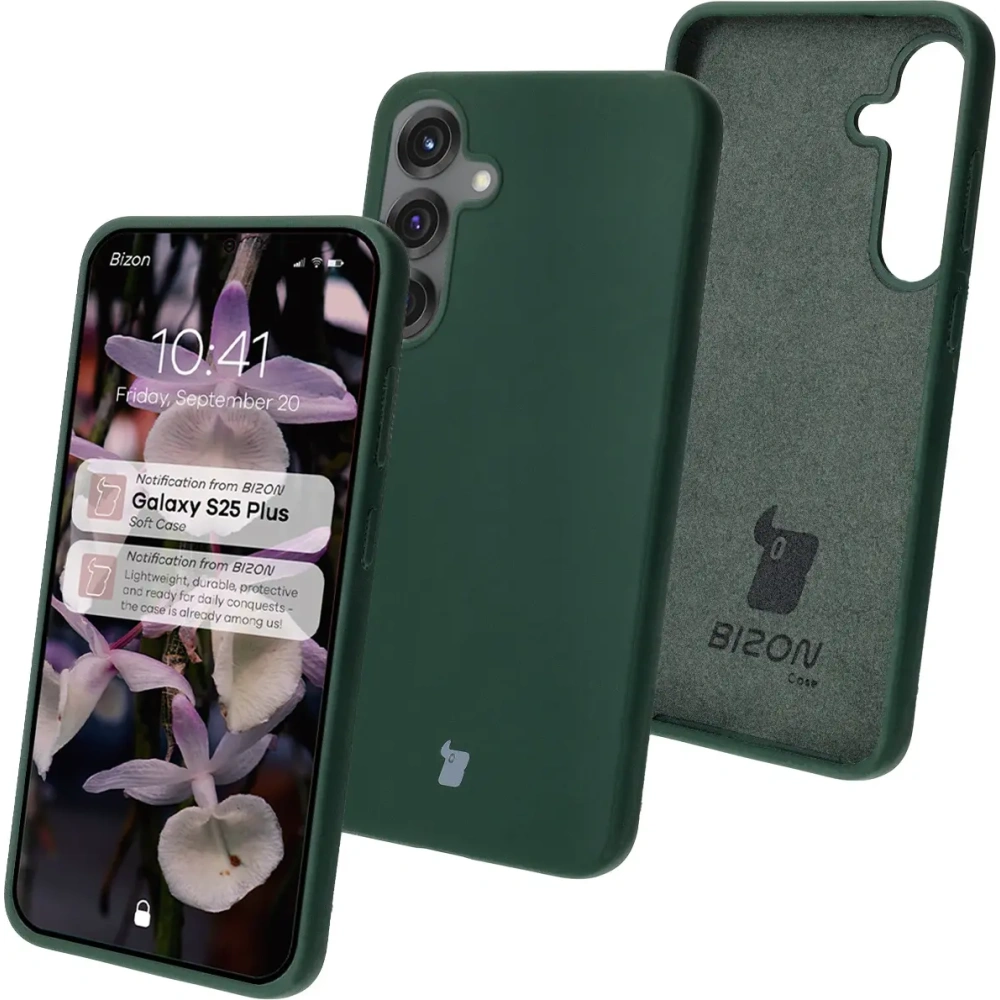 Silikonowe etui Bizon Soft Case do Samsung Galaxy S25+ Plus ciemnozielone