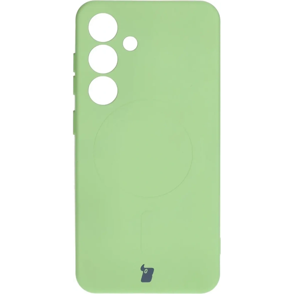 Silikonowe etui z pierścieniem magnetycznym Bizon Case Silicone Magnetic do Samsung Galaxy S25 / Galaxy S24 jasnozielone