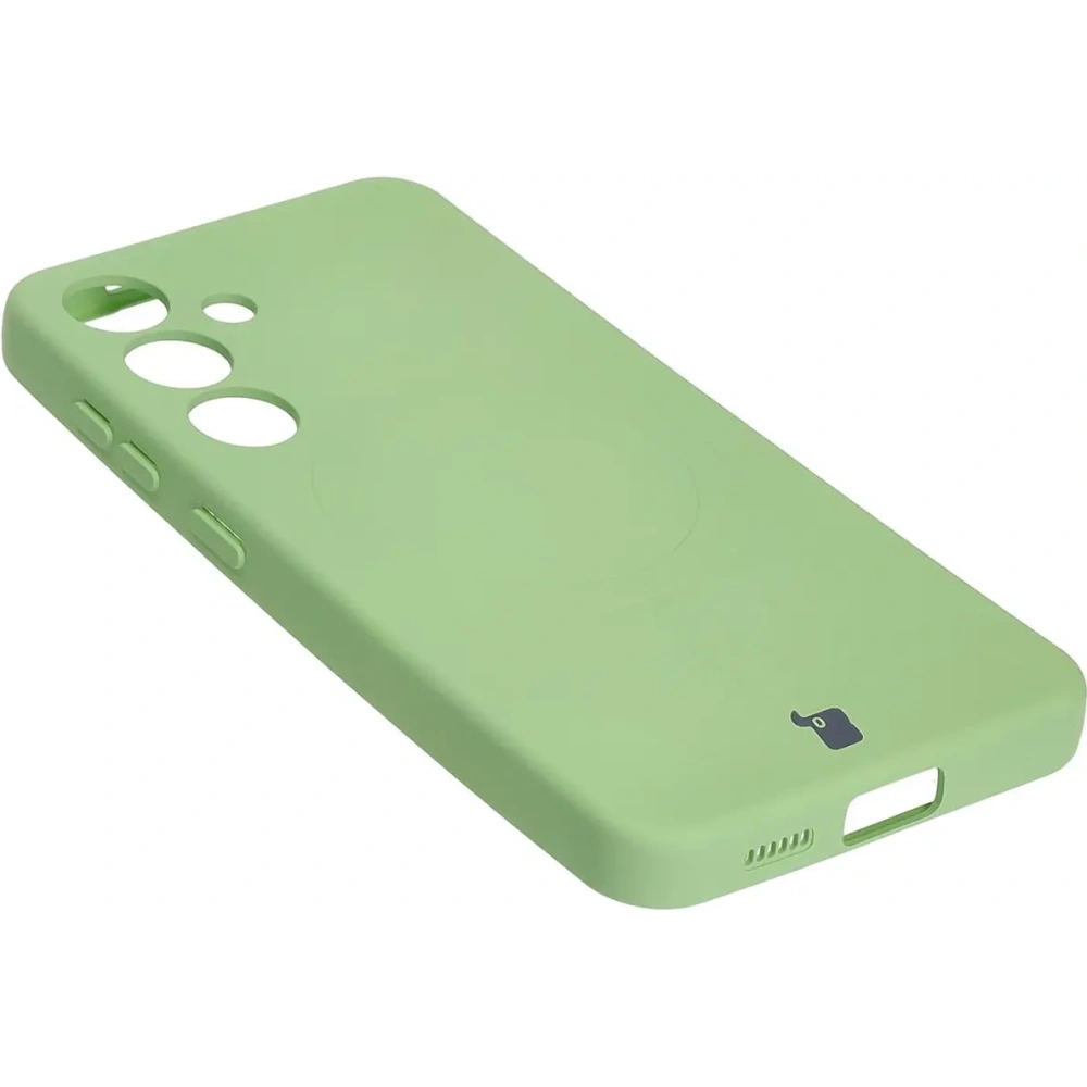 Silikonowe etui z pierścieniem magnetycznym Bizon Case Silicone Magnetic do Samsung Galaxy S25 / Galaxy S24 jasnozielone