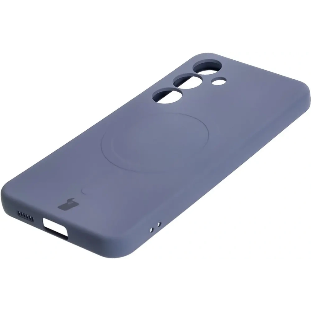 Silikonowe etui z pierścieniem magnetycznym Bizon Case Silicone Magnetic do Samsung Galaxy S25 / Galaxy S24 szare