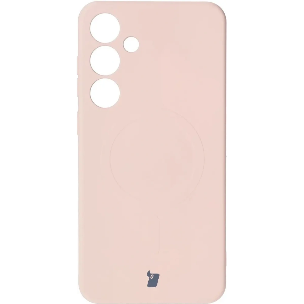 Silikonowe etui z pierścieniem magnetycznym Bizon Case Silicone Magnetic do Samsung Galaxy S25+ Plus / S24+ Plus jasnoróżowe