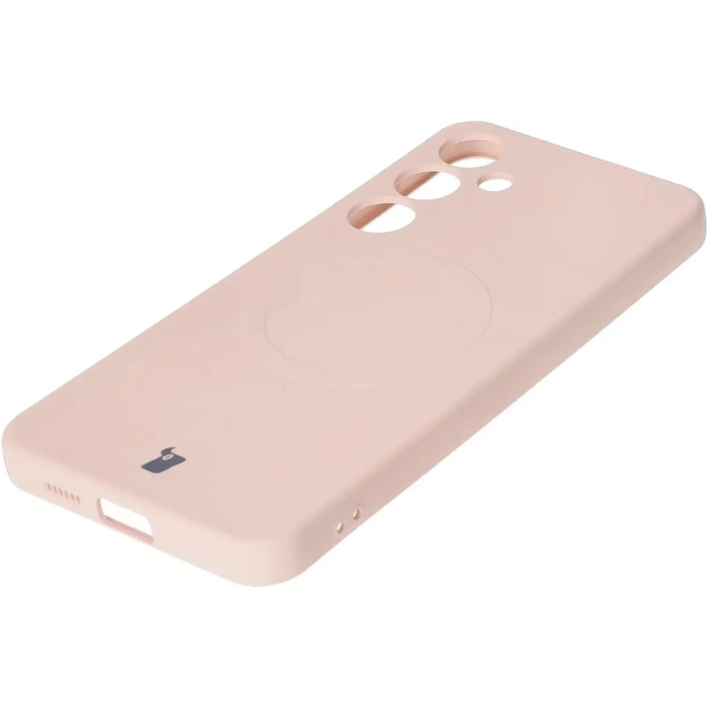 Silikonowe etui z pierścieniem magnetycznym Bizon Case Silicone Magnetic do Samsung Galaxy S25+ Plus / S24+ Plus jasnoróżowe