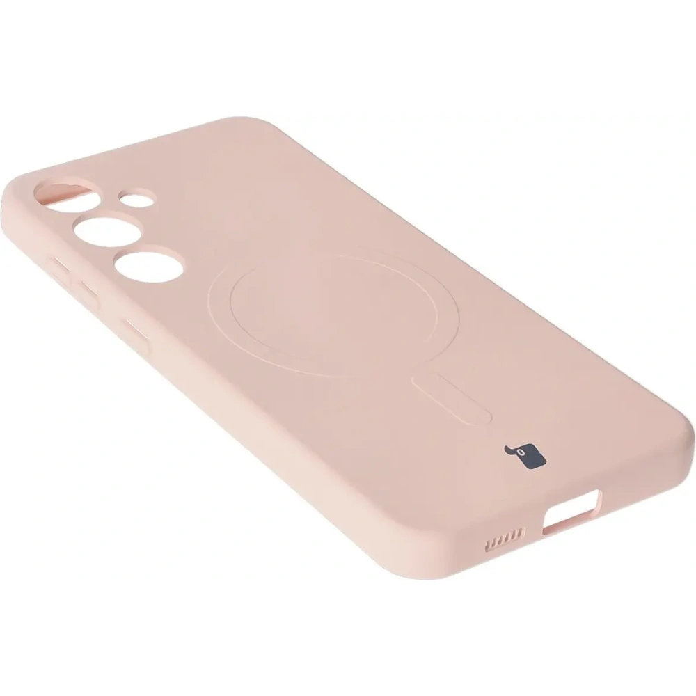 Silikonowe etui z pierścieniem magnetycznym Bizon Case Silicone Magnetic do Samsung Galaxy S25+ Plus / S24+ Plus jasnoróżowe