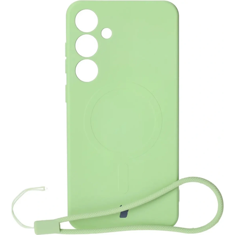 Silikonowe etui z pierścieniem magnetycznym Bizon Case Silicone Magnetic do Samsung Galaxy S25+ Plus / S24+ Plus jasnozielone