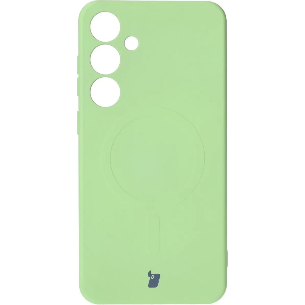 Silikonowe etui z pierścieniem magnetycznym Bizon Case Silicone Magnetic do Samsung Galaxy S25+ Plus / S24+ Plus jasnozielone