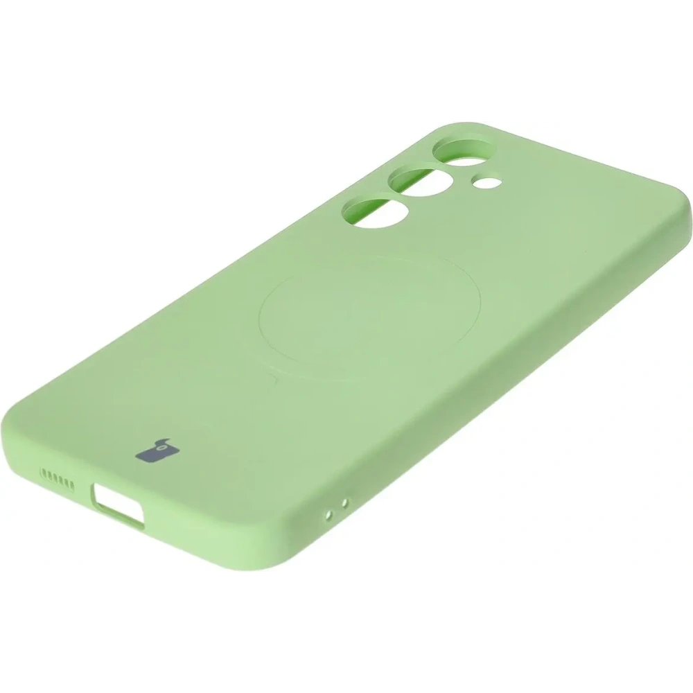 Silikonowe etui z pierścieniem magnetycznym Bizon Case Silicone Magnetic do Samsung Galaxy S25+ Plus / S24+ Plus jasnozielone