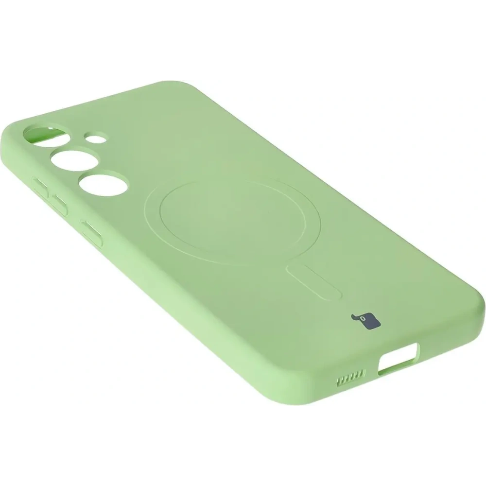 Silikonowe etui z pierścieniem magnetycznym Bizon Case Silicone Magnetic do Samsung Galaxy S25+ Plus / S24+ Plus jasnozielone