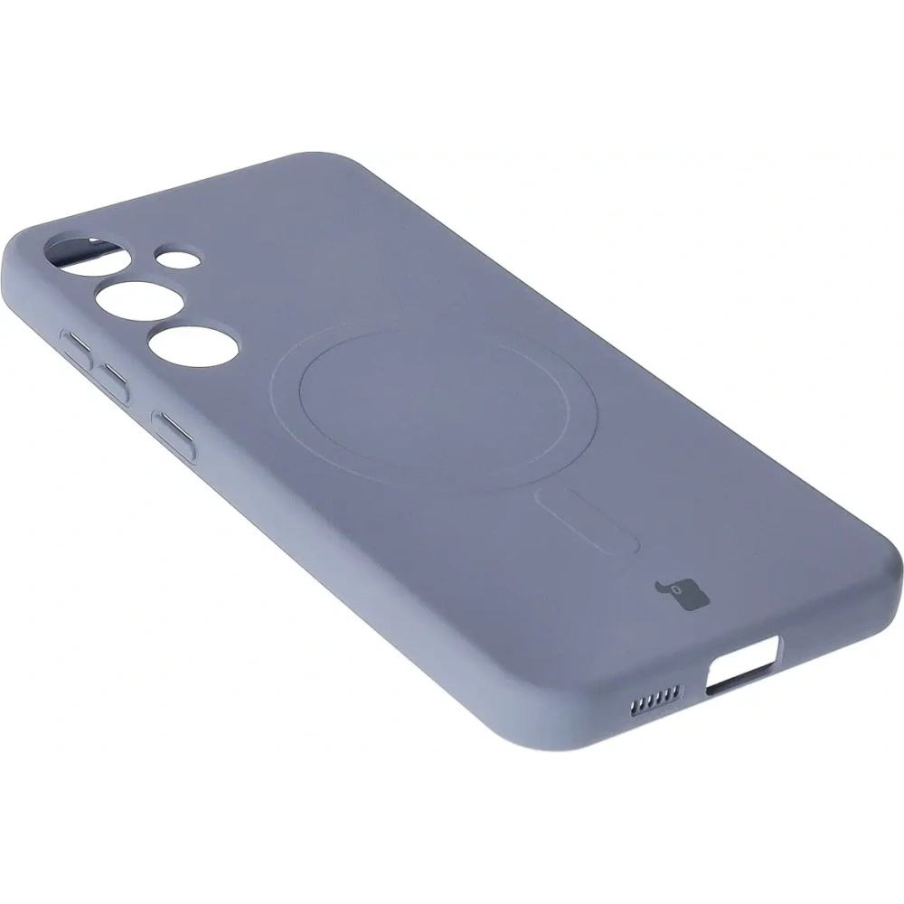 Silikonowe etui z pierścieniem magnetycznym Bizon Case Silicone Magnetic do Samsung Galaxy S25+ Plus / S24+ Plus szare