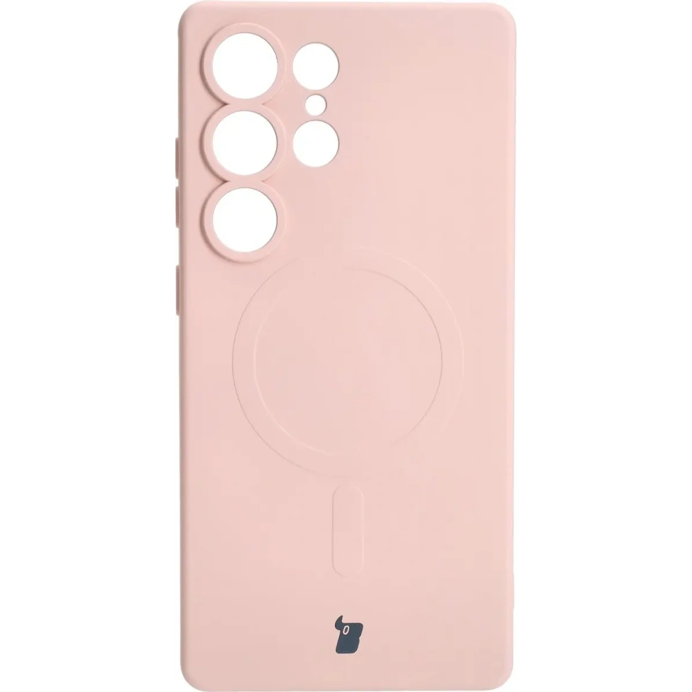 Silikonowe etui z pierścieniem magnetycznym Bizon Case Silicone Magnetic do Samsung Galaxy S25 Ultra jasnoróżowe