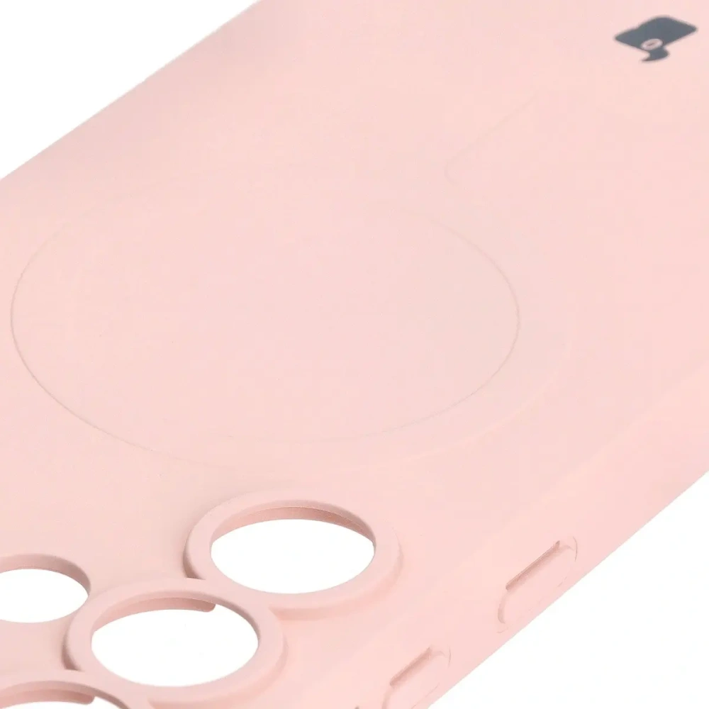 Silikonowe etui z pierścieniem magnetycznym Bizon Case Silicone Magnetic do Samsung Galaxy S25 Ultra jasnoróżowe