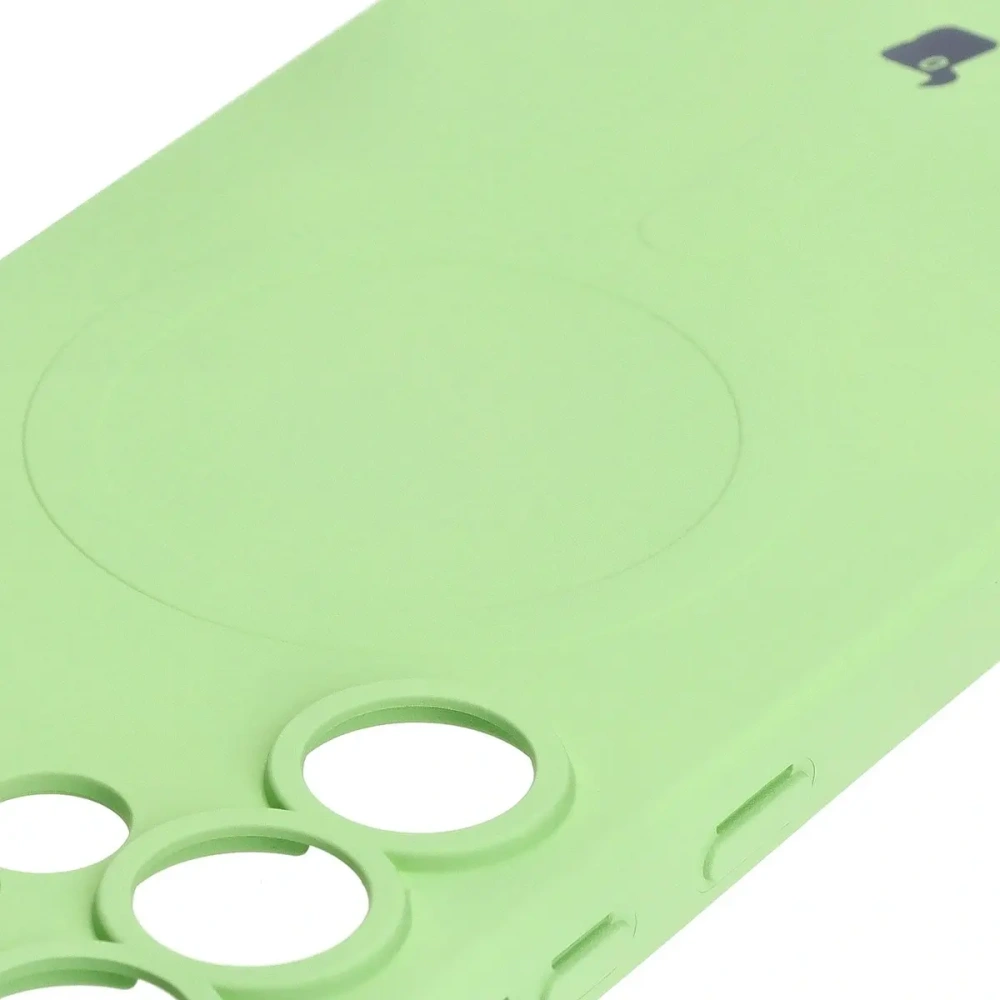 Silikonowe etui z pierścieniem magnetycznym Bizon Case Silicone Magnetic do Samsung Galaxy S25 Ultra jasnozielone