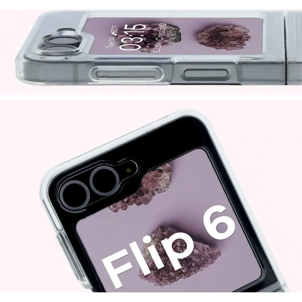 Etui z pierścieniem magnetycznym Bizon Case CrystalO do Samsung Galaxy Z Flip6 / 7 FE przezroczyste