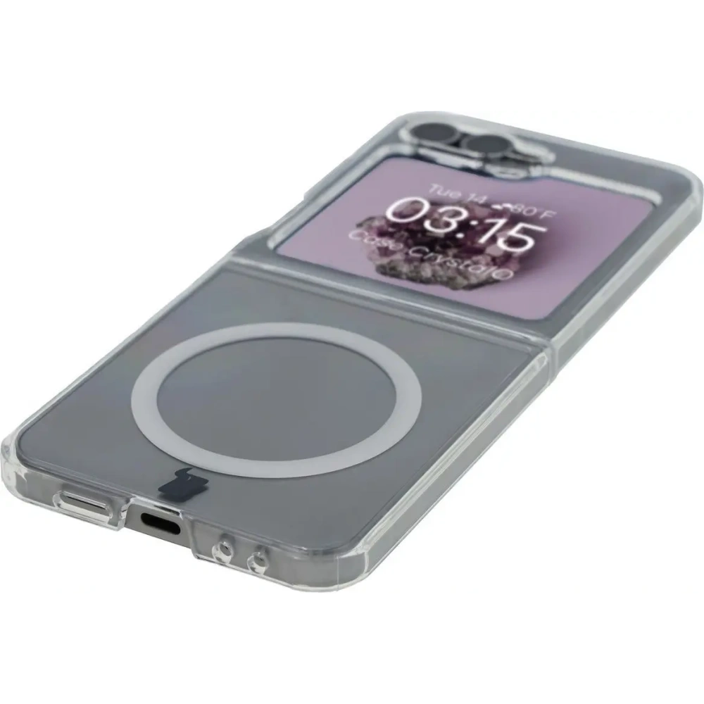 Etui z pierścieniem magnetycznym Bizon Case CrystalO do Samsung Galaxy Z Flip6 / 7 FE przezroczyste