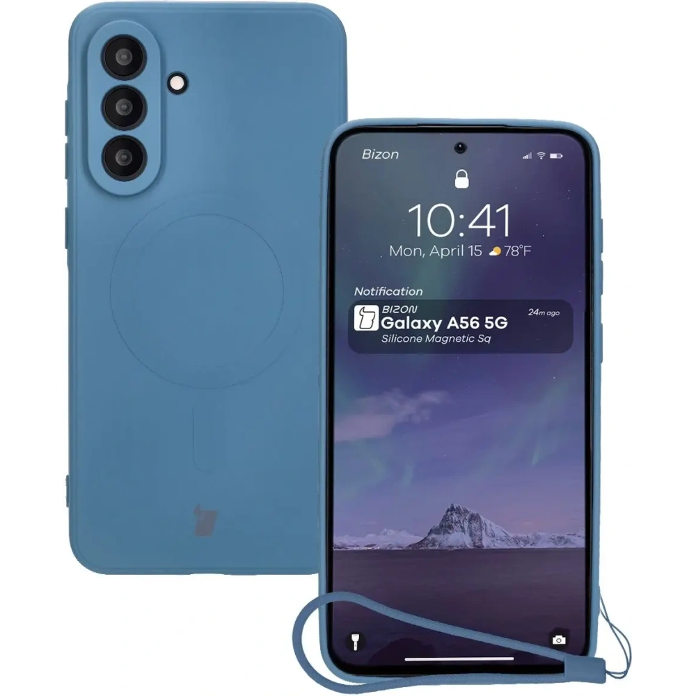 Silikonowe etui z pierścieniem magnetycznym Bizon Case Silicone Magnetic Sq do Samsung Galaxy A56 5G granatowe