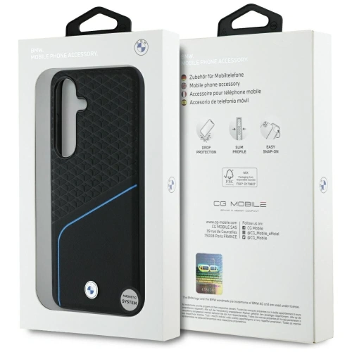 Kup Etui BMW Leather Textured and Smooth MagSafe do Samsung Galaxy S25 czarny - BMW803 - {ean13} - Sklep Home Screen